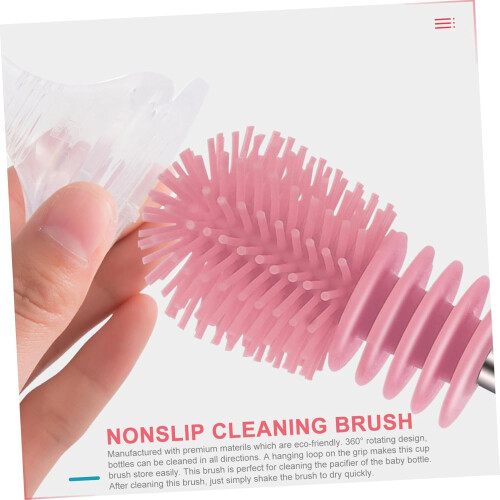 Rotating Bottle Brush Multipurpose Cleaning Tool for Milk Bottle Soft Silicone Bristles 2