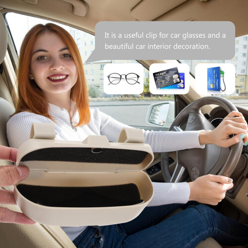 Car Glasses Holder Sunglasses Storage Box for Auto Visor, Compact Eyewear Organizer