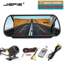 (Monitor Camera - 6m) JIEPIE 7 inch Reversing camera monitor kit, Car Rear View Parking White Mirror Monitor with Night Vision Rear view camera