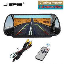 (White Mirror Monitor) JIEPIE 7 inch Reversing camera monitor kit, Car Rear View Parking White Mirror Monitor with Night Vision Rear view camera