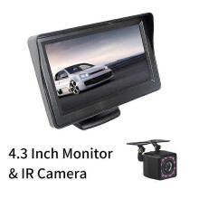 (4.3 Inch With Camera) Car Rear View Monitor TFT LCD 5.0/4.3 Inch  2 Way Video Input HD Digital Colorful For Parking Reverse Camera Support DVD