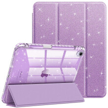 Glitter Case for iPad Air 11-Inch M3/M2 & 10.9-Inch Air 5 Gen - Transparent, Shockproof, Pen Holder, Purple