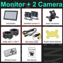 (2 Cameras-10m-10m) GreenYi 1920*1080 High Definition AHD Truck Starlight Night Vision Backup Camera 7 inch Vehicle Reverse Monitor For Bus Car