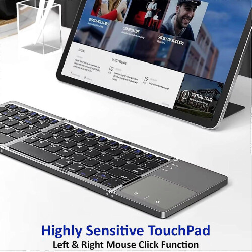 Ultra-Thin Foldable Wireless Keyboard, Honor X30i Compatible, Portable Bluetooth Keyboard with Touchpad Mouse 2