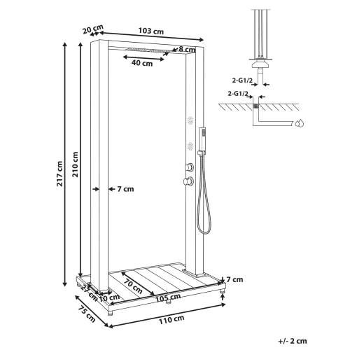 Beliani Freestanding Outdoor Shower SURAMA Silver 2