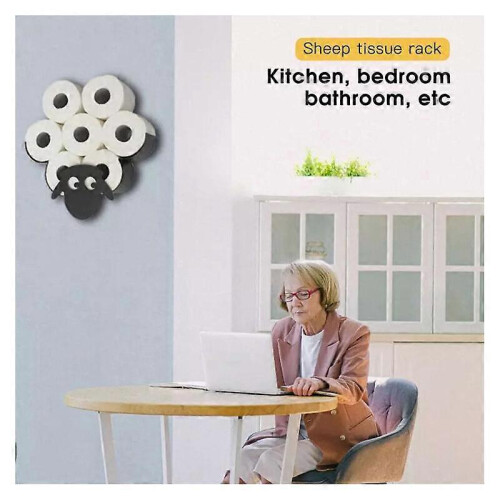 Wall Mounted Toilet Paper Holder - Sheep Design - Black 1