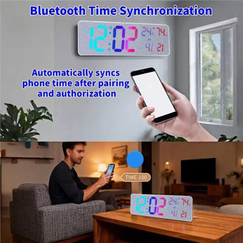 RGB Digital Wall Clock TEMP Humidity Date Week Count-/Countdown 12/24H   Synchronization LED Clock 2