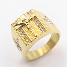(11, Gold) Luxury Jewelry Retro Punk Jesus Cross Ring