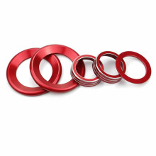 Climate Menu Knob Control Button Trim Cover Engine Push to Start Stop Button Cover for 2016-2021 (Red)