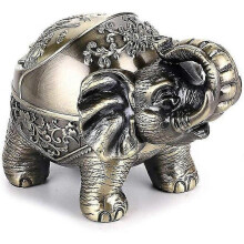 (bronze) Windproof Vintage Ashtray With Lid Elephant Shape Table Ashtray Ashtray Indoor O