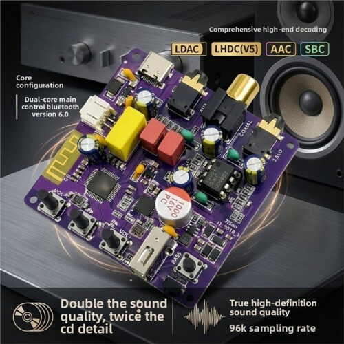 Lossless HiFi  6.0 LDAC Audio Receiver USB & Coaxial DAC Decoder Wireless Music Adapter for Passive Speakers 1