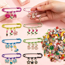 68-Piece Colorful Waist-Cinching Pin Set - Includes 30 Small Rings (Random Colors) and 30 Charms (Random Styles)
