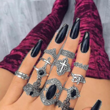 Jewelry for women Rings set all fingers dark souls gothic accessories crystal decorations girls Knuckles Ring Gifts 11pcs/sets