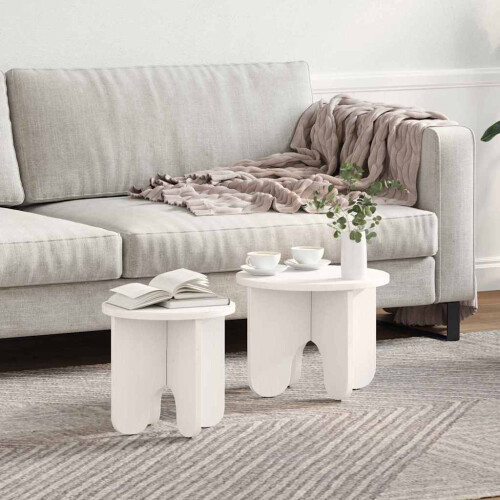 VidaXL vidaXL Coffee Table 2 pcs White Solid Pine wood