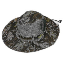 (One Size, As show) Leaf Camouflage Breathable Mesh Fishing Hat Outdoor Hiking Camping Travel Sunshade Headgear UV Protection Sunhat for Men Women