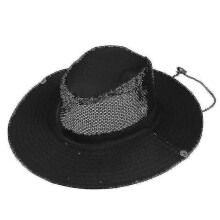 (One Size, black) Leaf Camouflage Breathable Mesh Fishing Hat Outdoor Hiking Camping Travel Sunshade Headgear UV Protection Sunhat for Men Women