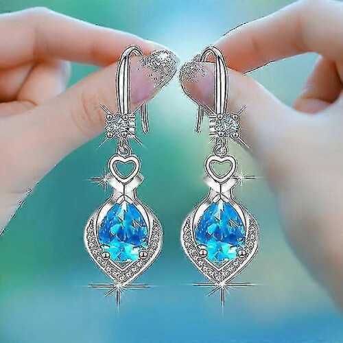 New S925 Silver Temperament Hibiscus Drop Mid-length Earrings 1