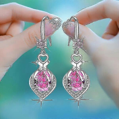New S925 Silver Temperament Hibiscus Drop Mid-length Earrings 2