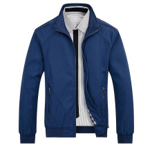(XXL, Blue) Spring Autumn Casual Solid Fashion Slim Bomber Jacket Men Overcoat Ne