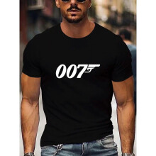 (XXL) Men's James Bond 007 Inspired Graphic T-Shirt - Minimalist masculine design, Soft Breathable Cotton Tee for Everyday & F