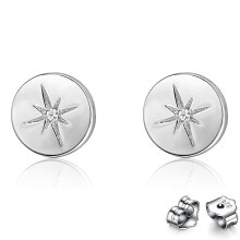 S925 Silver Vermiculite Six -mang Star Circle Earrings