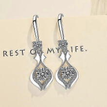 Women's Temperament Water Drop Long Earrings [white]-XK5804