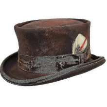 (BROWN) Mid Crown Red Top Hat Unisex Hat Steam Punk Hat Cylinder Wool Felt Top