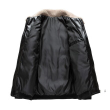 (M, Black) Men's Jacket Coat Autumn And Winter Warm Lamb Turn-down Collar Coat Ca