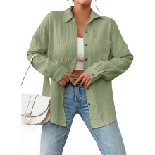 (S, Green) Women's Shirt, Casual Collared Long-sleeved Top, Elegant Women's Shirt Yellow Xl