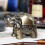(bronze) Windproof Vintage Ashtray With Lid Elephant Shape Table Ashtray Ashtray Indoor O 4