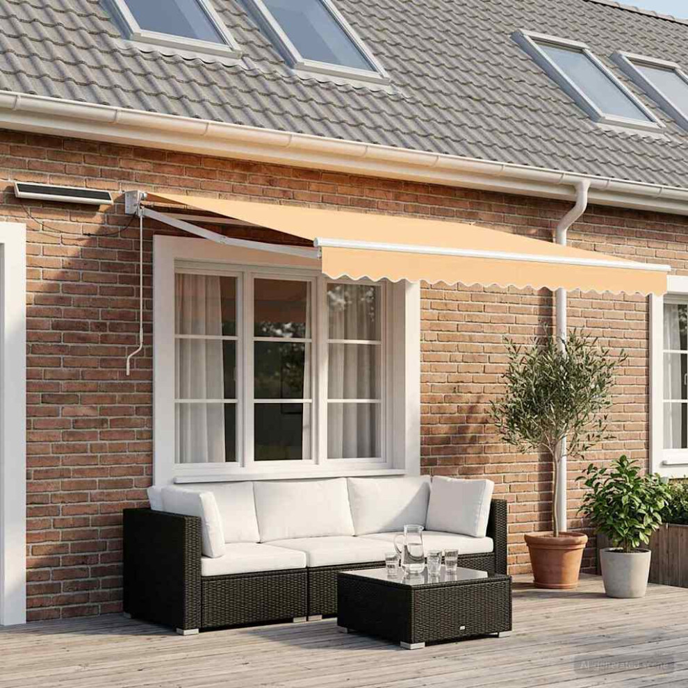Vidaxl Electric Retractable Awning Sand 100% Polyester And Aluminium