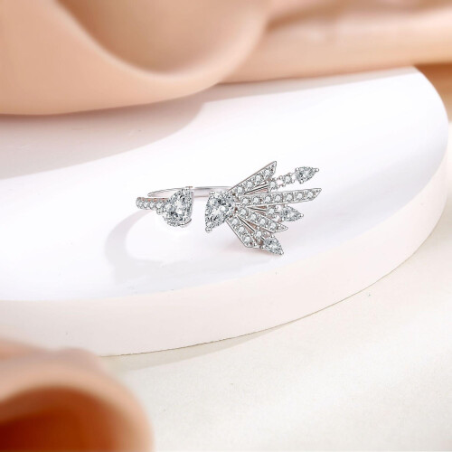 (8) S925 Sterling Silver Zircon Pure Zircon Ring 2
