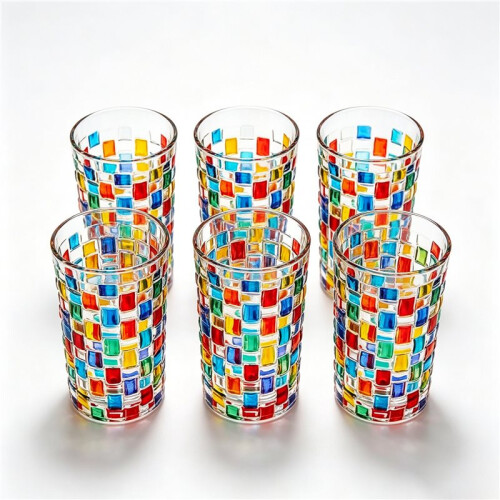 Set of 6 Hand-Painted Colored Crystal Glasses 2