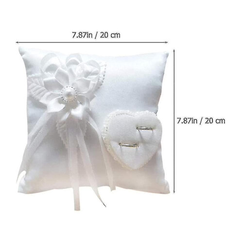 Wedding Ring Pillow, for Romantic Wedding Party Ceremony, White 2