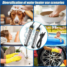 Portable Immersion Water Heater 2000W Stainless Steel with Protective Guard for Bathtub Bucket RV Camping Us Plug