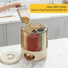Secchio per Riso da Cucina, Contenitore per Cereali per Uso Domestico, Contenitore per Cereali con Scomparto Rotante Sigillato, Grigio,
