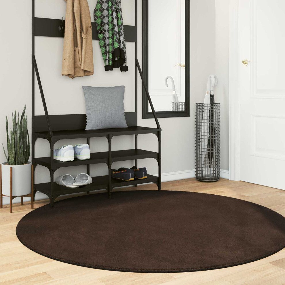 Vidaxl Medium Pile Soft And Washable Rug Huarte Brown Ø 160 Cm
