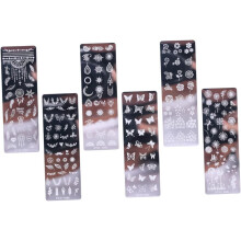6pcs Floral and Butterfly Nail Art Stamping Plates for Women Deeply Engraved Templates