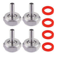 4PCS Stainless Steel Beer Keg Coupler Fitting,Beer  Connector Kit,Hex Nut 5/8 Inch G Thread x 5/16 Inch Barb