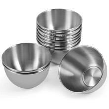 10 Pack 3.3Inch Stainless Steel Sauce Dishes Individual Saucers Bowl Round Seasoning Dishes Sushi Dipping Bowl, Silver