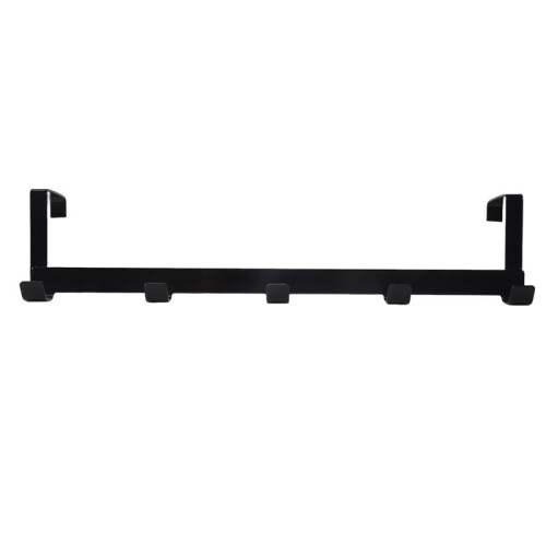 Wide over the Door Rack Wrought Iron Hook Black