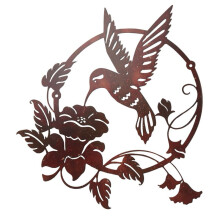 Iron Art Bird Wall Decor Garden Fence Lawn Hotel Wall Sculpture Ornaments Vintage Ornament for Indoor Outdoor Home A