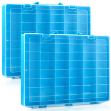 2Pcs 48 Grids Plastic Organizer Box with Removable Dividers Toy Collector Case Transparent Compartment Container Storage