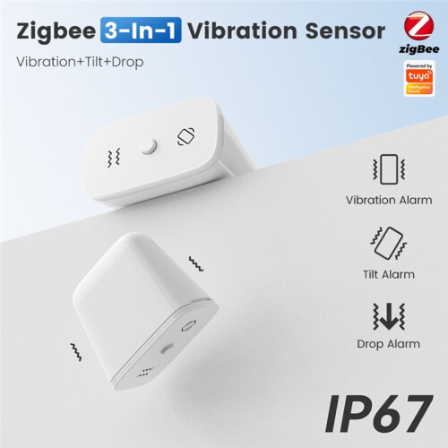 Tuya ZigBee  Motion Sensor Vibration Tilt Fall Sensor Security Burglar IP67 Real- APP Detection