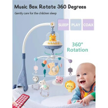 Musical Baby Crib Mobile with Lights Music Projection for Infants Remote Control Crib Toys for Newborn Baby (No Battery)