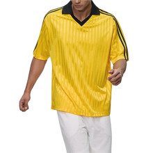 Heren T-Shirt met V-Hals, Retro Strepen, Sportief, Voetbalachtig, met Korte Mouwen Geel M