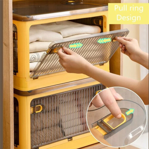 Large Capacity Folding Storage Box - Stackable Thickened Plastic Organizer,Household Transparent Plastic Folding Box 2
