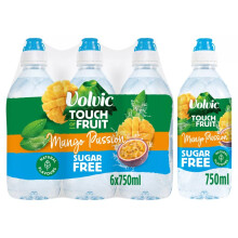 Volvic Touch of Fruit Sugar Free Special Edition Mango Passion Natural Flavoured Water 750ml (Pack of 6)