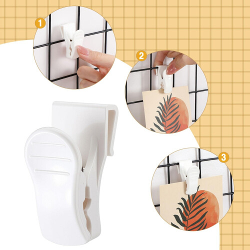 16Pcs Gridwall Accessories Grid Wall Hooks Clips Hanging Display Sign Holder Panel Wall Wire Rack Clips for Retail,Home 1