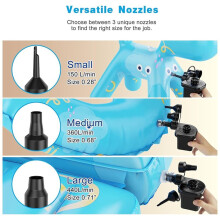 Electric Air Pump for Inflatables Air Pump with 3Nozzles,Inflator Deflator Pumps for Outdoor Camping,Air Mattress Bed US
